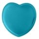aerial view a translucent aqua heart shaped pill box, image 1 of 2