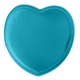 aerial view a translucent aqua heart shaped pill box, image 1 of 2