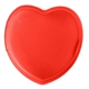 aerial view a translucent red heart shaped pill box, image 1 of 2