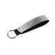 aerial view a silver metallic neoprene wrist strap key holder, image 1 of 2
