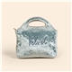 aerial view a dusty blue gran klutch velvet neoprene lunch bag, image 1 of 2