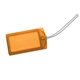 aerial view a translucent orange explorer luggage tag, image 1 of 2