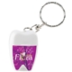 aerial view a white bulk promotional tooth shaped dental floss with key chain, image 1 of 2
