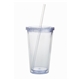 aerial view a clear 18 oz plastic double wall acrylic tumbler, image 1 of 2