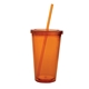 aerial view a orange 18 oz plastic double wall acrylic tumbler, image 1 of 2