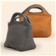 a group of gran klutch suede - ish neoprene lunch bag