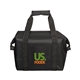 aerial view a black collapsible lunch cooler tote bag, image 1 of 2