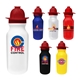 a group of 20 oz value cycle bottle with fireman helmet pushn pull cap, full color digital