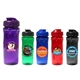 aerial view a group of 18 oz poly - saver pet bottle with flip top cap, full color digital, image 1 of 13