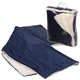 aerial view a navy blue micro mink sherpa blanket, image 1 of 3