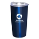 aerial view a navy blue 20 oz emperor vacuum insulated stainless steel tumbler, image 1 of 2