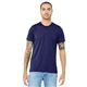 aerial view a navy triblend bella+canvas (r) unisex triblend short sleeve tee, image 1 of 6