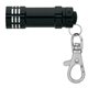 aerial view a black aluminum 3- led lobster clip flashlight with multiple color choices, image 1 of 5