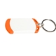 aerial view a orange 1 15/16 h x 1 5/16 w x 1/4 d two - tone plastic on the edge key tag, image 1 of 2