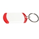 aerial view a red 1 15/16 h x 1 5/16 w x 1/4 d two - tone plastic on the edge key tag, image 1 of 2