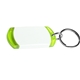 aerial view a translucent lime 1 15/16 h x 1 5/16 w x 1/4 d two - tone plastic on the edge key tag, image 1 of 2