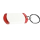 aerial view a translucent red 1 15/16 h x 1 5/16 w x 1/4 d two - tone plastic on the edge key tag, image 1 of 2