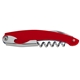 aerial view a translucent red compact and durable wine corkscrew, image 1 of 2