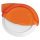 aerial view a translucent orange smart n cool plastic pizza cutter, image 1 of 2