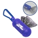 aerial view a translucent blue caribiner 2 bag dispenser, image 1 of 2