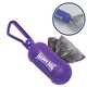 aerial view a translucent purple caribiner 2 bag dispenser, image 1 of 2