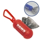 aerial view a translucent red caribiner 2 bag dispenser, image 1 of 2