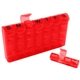 aerial view a translucent red 28 compartment med minder, image 1 of 2
