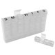 aerial view a translucent clear 28 compartment med minder, image 1 of 2