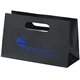 aerial view a black 180 gsm laminated mia bag w / foil print, image 1 of 2