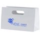 aerial view a white 180 gsm laminated mia bag w / foil print, image 1 of 2
