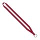 aerial view a red 1/2 polyester lanyard with sewn metal split - ring, image 1 of 2