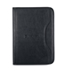 aerial view a black deluxe zipper closure executive leather padfolio, image 1 of 3