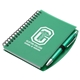 aerial view a green hardcover notebook pen, image 1 of 2