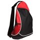 aerial view a red natural curve non - woven / polyester sling backpack, image 1 of 2