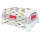 aerial view a white all over full color dye sub table cover - flat poly 4- sided, fits 6 table, image 1 of 3