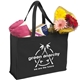 aerial view a black non woven celebration multi color shopping tote 16 x 12, image 1 of 2