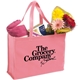 aerial view a pink non woven celebration multi color shopping tote 16 x 12, image 1 of 2