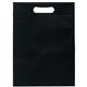 aerial view a black small non - woven die cut tote bag - 4- color heat transfer, image 1 of 2