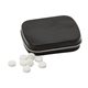 aerial view a black sugar free mints in a small rectangular hinged tin, image 1 of 6