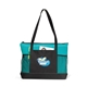 aerial view a turquoise select zippered tote, image 1 of 2