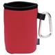 aerial view a red koozie(r) collapsible can cooler with carabiner, image 1 of 2