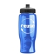 a transparent blue bottle & black lid poly - pure - 27 oz transparent bottle with push pull lid