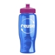 a transparent blue bottle & pink lid poly - pure - 27 oz transparent bottle with push pull lid