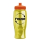 a transparent yellow bottle & orange lid poly - pure - 27 oz transparent bottle with push pull lid