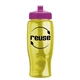 a transparent yellow bottle & pink lid poly - pure - 27 oz transparent bottle with push pull lid