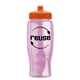 a transparent pink bottle & orange lid poly - pure - 27 oz transparent bottle with push pull lid