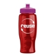 a transparent red bottle & pink lid poly - pure - 27 oz transparent bottle with push pull lid