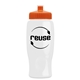 a white bottle & orange lid poly - pure - 27 oz transparent bottle with push pull lid
