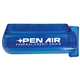 aerial view a translucent blue ez - squeeze toothpaste dispenser, image 1 of 3