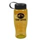 a transparent yellow bottle & black lid poly - pure - 27 oz transparent bottle with tethered lid